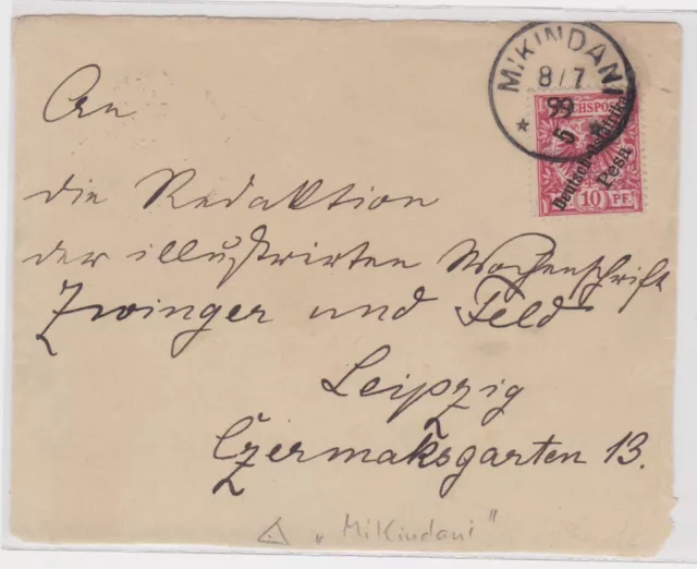 92128 Brief Deutsch Ostafrika DOA Stempel Mikindani 1899