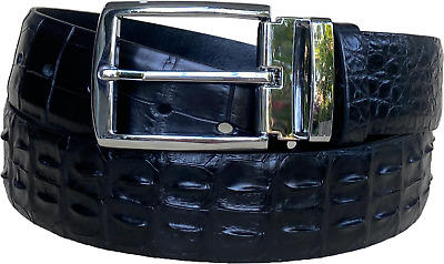 Black Genuine Alligator, Crocodile Leather Skin Men's Belt Handmade