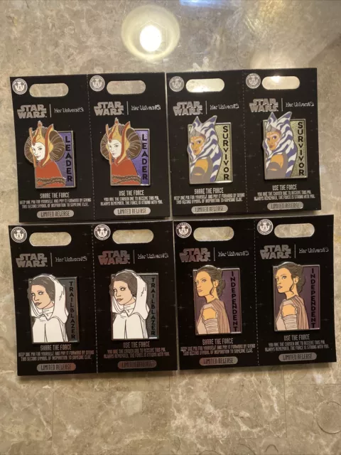 Disney Pin -Her Universe Star Wars LR Pin Set Ahsoka, Leia, Rey, Amidala All 8