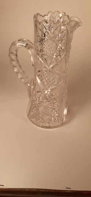 American Brilliant Period Pairpoint(?) Cut Glass Water Pitcher, 12"