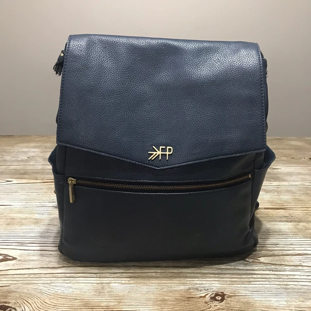 Freshly Picked Baby Large Diaper Bag Backpack FP Vegan Blue Leather