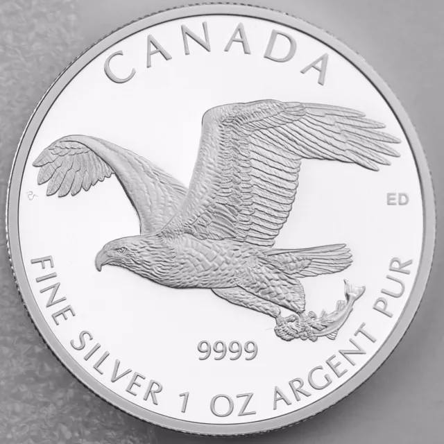 Canada 2014 $5 Bald Eagle with Fish 1 oz 99.99% Pure Silver Proof Coin