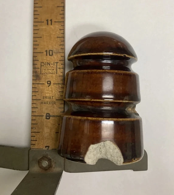 Vintage Power Line Insulator Brown Ceramic Porcelain