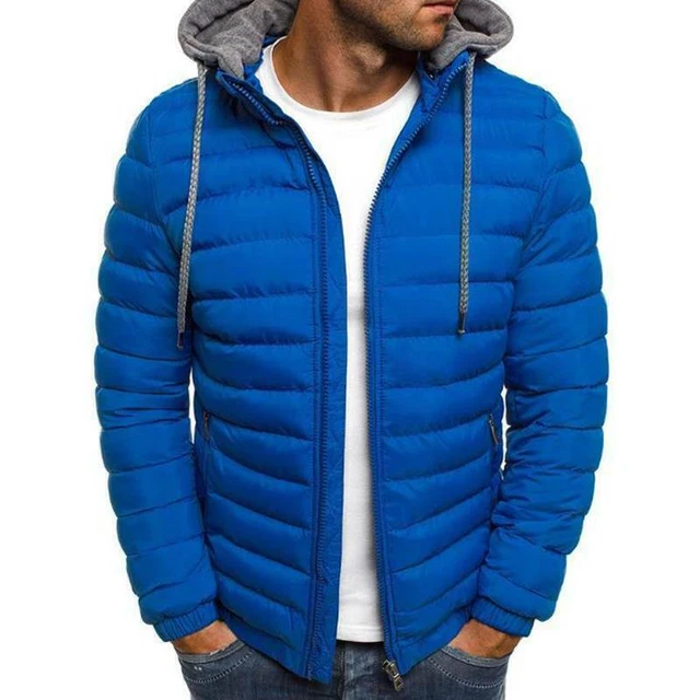 Winter Mens Hooded Bubble Coat Padded Puffer Jacket Comfy Quilted Zip Up Outwear 5