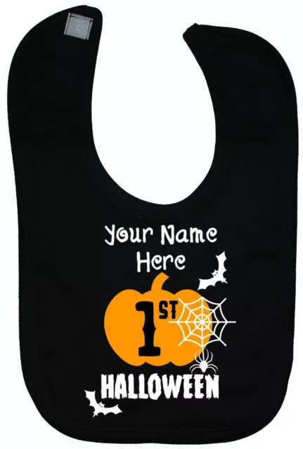 Personalised My First Halloween Spider Web Baby Feeding Bib 0-3 Yrs Spooky burp