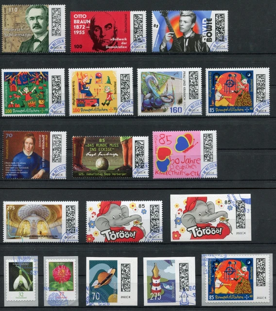 Bund NEU 18 x aus Jahrgang 2022 gestempelt ESST BRD used