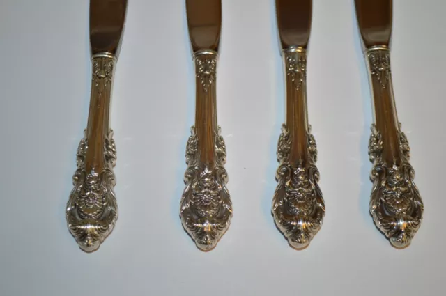 Four Wallace Sterling Silver Sir Christopher Modern Hollow Butter Spreaders 2