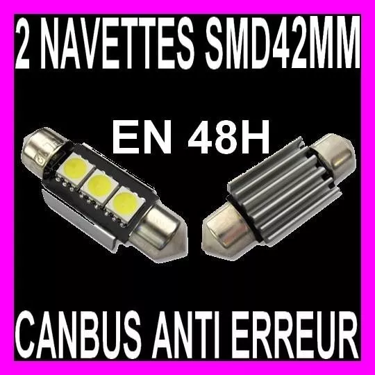 2 AMPOULE NAVETTE A 8 LED TRIPLE FLUX + RADIATEUR + SYSTEME CANBUS