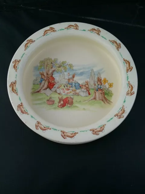 Royal Doulton Bunnykins Bowl Barbara Vernon Heavy Porridge Dish Picnic 7.5"