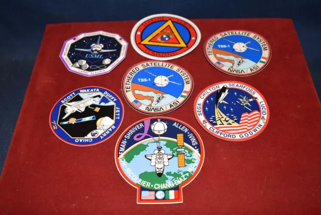 Lot 5 Space Shuttle NASA Space Crew Patch Stickers + 1 Marine Corps Command