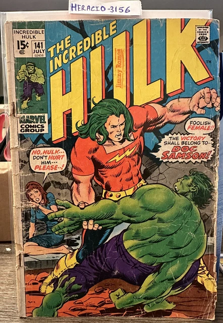 1971 Incredible Hulk 141 my grade- (acceptible) Origin and 1st app Doc Samson
