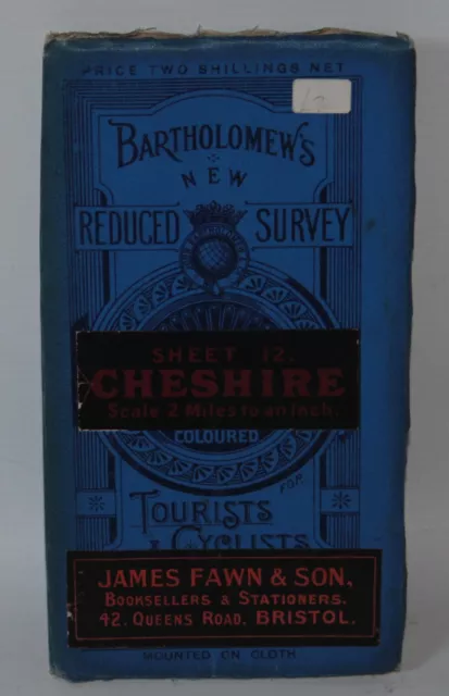 Bartholomew New Reduced Survey Cloth Map - Cheshire, Sheet 12 - c1920