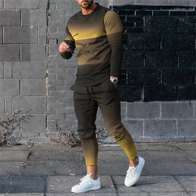 Tuta da allenamento uomo, set tuta 2 pezzi, tuta pullover a maniche lunghe