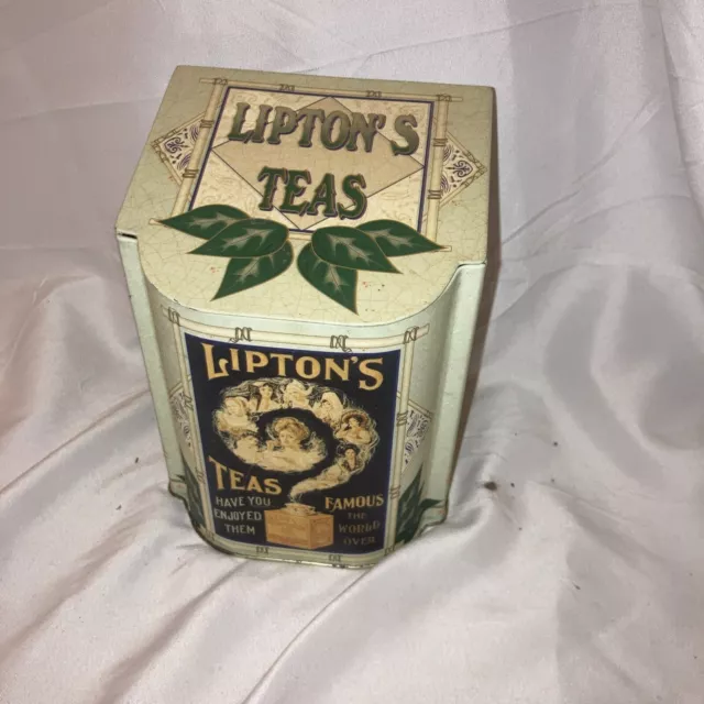 Vintage Lipton's Teas Tin Box Sloped Hinged Lid by The Tin Box Company