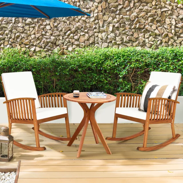 70 cm Outdoor Round Table Solid Wood Coffee Side Bistro Table for Garden Patio 3