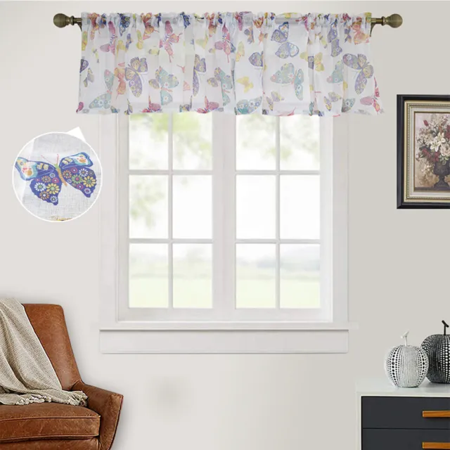 Butterfly Kitchen Cafe Curtain Valance Window Sheer Voile Short Panel Home Decor