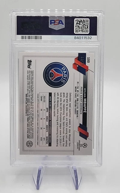 Carte Kylian Mbappé PSA 10 - Topps UEFA Champions League 2022-23 1ère Édition #100