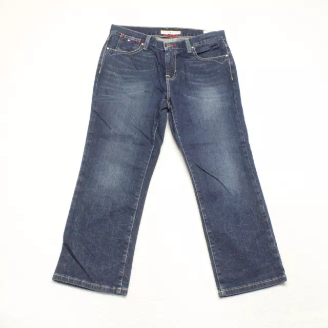 Tommy Hilfiger Womens Size 10 Blue Straight Cropped Dark Wash Stretch Denim Jean