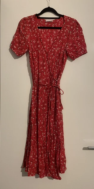 KOOKAI SIZE 1 Midi Dress Pink Maroon Floral Bodycon 35.00