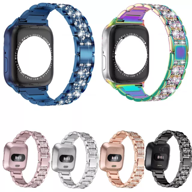 Bling Women Stainless Steel Watch Band Wrist Strap For Fitbit Versa /2/1 lite