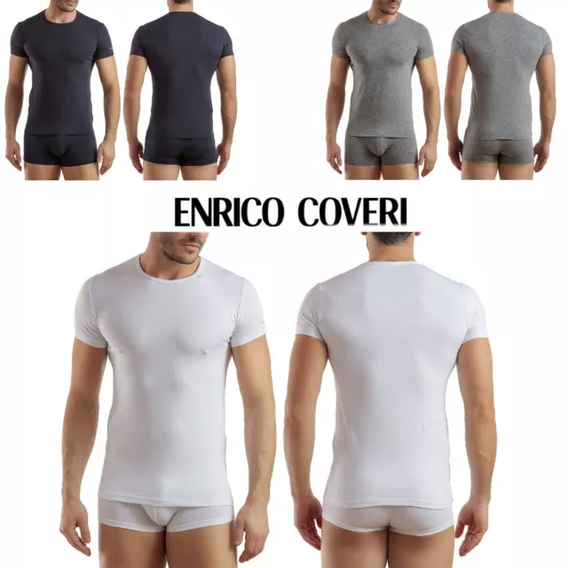 MAGLIE INTIMO UOMO SET 3 T-SHIRT ENRICO COVERI COTONE ELASTICIZZATO mezza manica