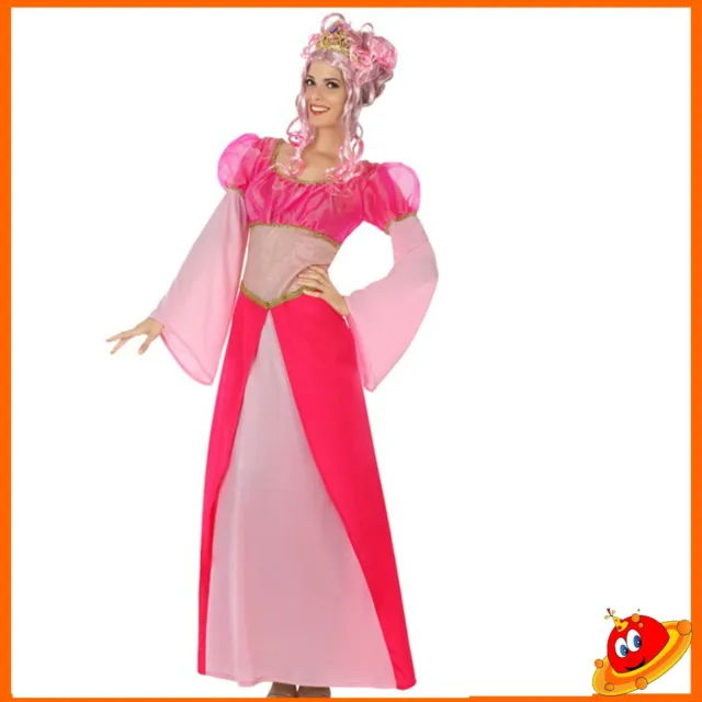 Costume Carnevale Halloween Donna Ragazza Regina Principessa Peach Rosa Tg 36-46