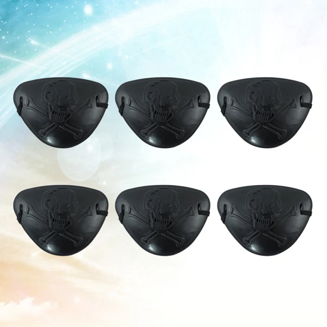Lot De 6 Cache-œil De Pirate En Plastique Noir - Pour Cosplay, Halloween, Déguisement Et Fêtes Costumées - 6