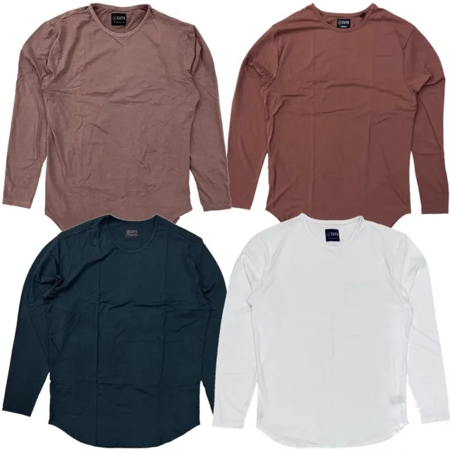 Cuts Clothing Men's Elongated Crew Neck Signature Fit Long Sleeve Tee T-Shirt