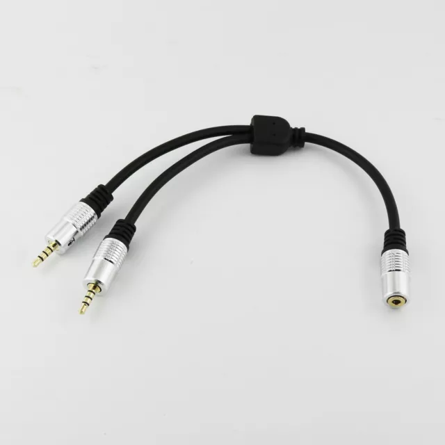 30cm 3.5mm Stereo Female To 2x 3.5mm 4 Pole Male Plug Audio Cable Y Adapter Cord 2