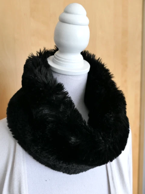 Écharpe Tour De Cou En Fourrure Noire Vintage - Longueur 74 Cm, Fait Main