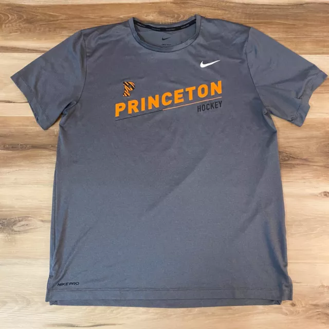 Princeton Tigers Shirt Mens Large Hockey Nike Dri Fit Athletics Crew Neck