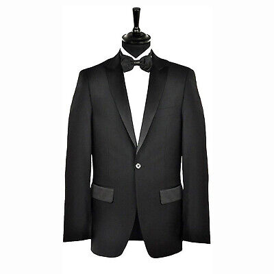Mens Black Premium Peak Tuxedo Jacket Dinner Jacket DJ  Formal Tux Suit