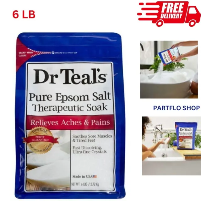 Dr Teal's Pure Epsom Salt Soak, Therapeutic, Fragrance Free, 6 lbs