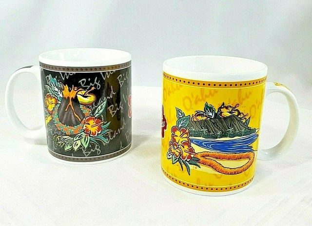 Hilo Hattie Mug Coffee Tea Cup Lot of 2 Tropical Volcano 8 to 10 ounces Hawaii