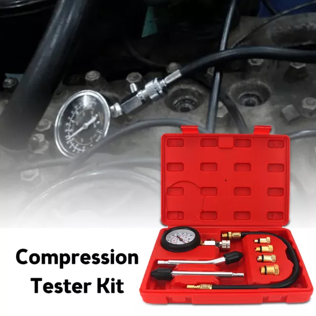 Auto Car Motorcycle Petrol Diesel Engine Compression Tester Kit Test Gauge Tool 2