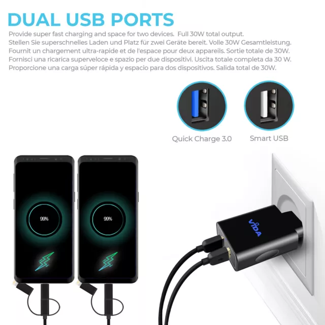 Universelle Charge Rapide QC3.0 Multi Port USB Chargeur Secteur Pour Téléphone 3