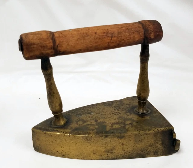 Antique Brass Box Slug Sad Iron Trap Door Early 19th Century Numbered 4