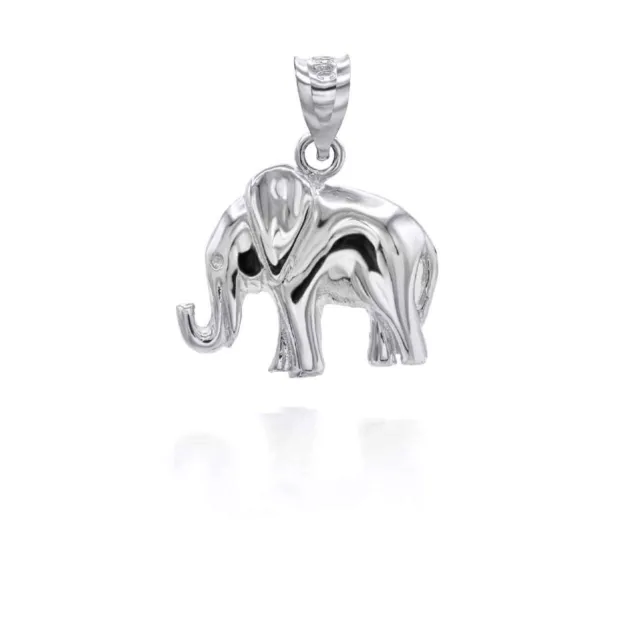 White Gold Luck and Prosperity Elephant Charm Pendant Necklace