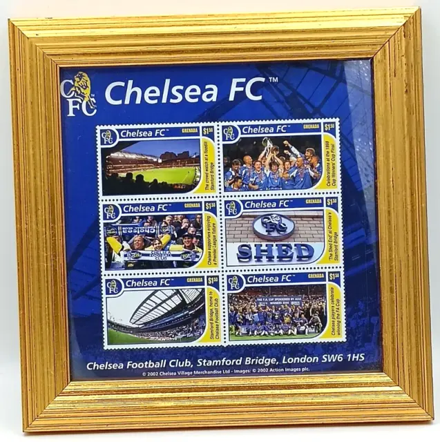 Chelsea Football Club Framed Sheet Of 6 Official Genuine Postage Stamps Glazed c