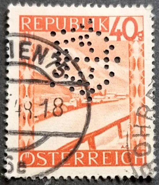 BRIEFMARKEN ÖSTERREICH 1947 / 1948 ANK Nr. 853 , PERFIN - LOCHUNG , Gestempelt -