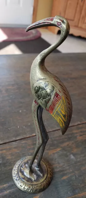 Brass Flamingo Figure 7" Tall