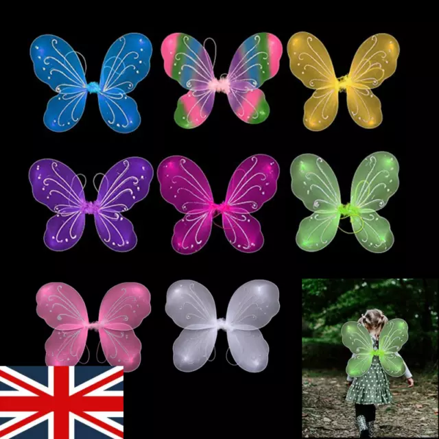 UK Large Net Star Design Fairy Wings Fancy Dress Wings Costume Adult Kids NEW