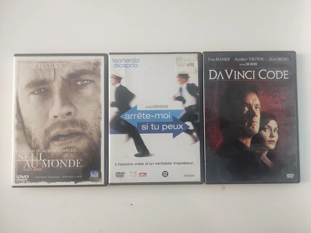 PACK 3 DVD  Action   Da Vinci Code , Arrete moi si tu Peux , Seul au Monde