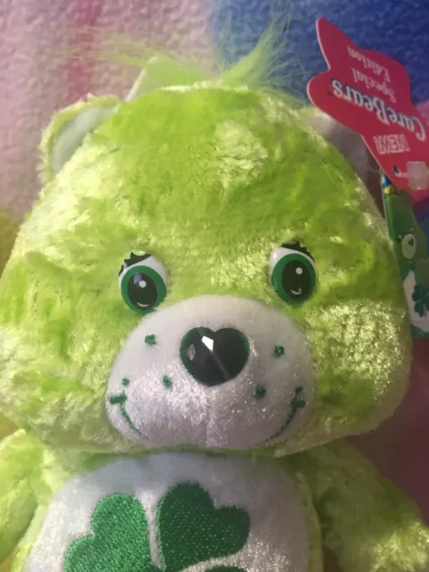 Nwt 8" Plush Green Good Luck Shamrock Irish Charmers Jewel Nose Care Bear Toy 2