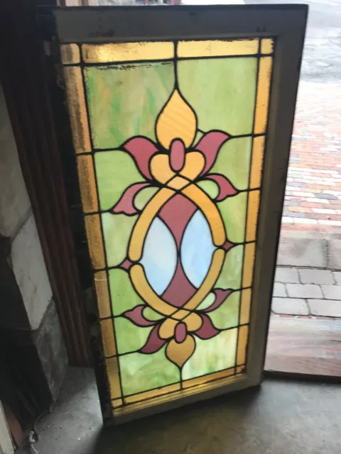 SG 2696 antique Stainglass transom window 21.25 x 44