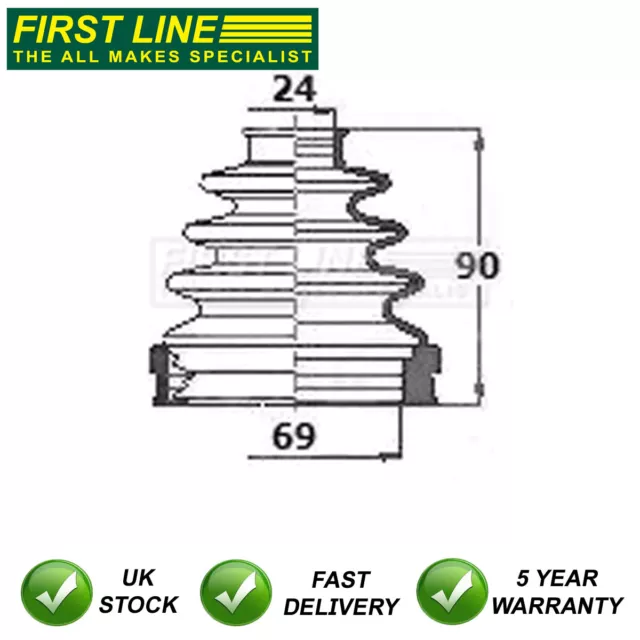 CV Joint Boot Set Front Left Inner First Line Fits Nissan X-Trail 2001-2007