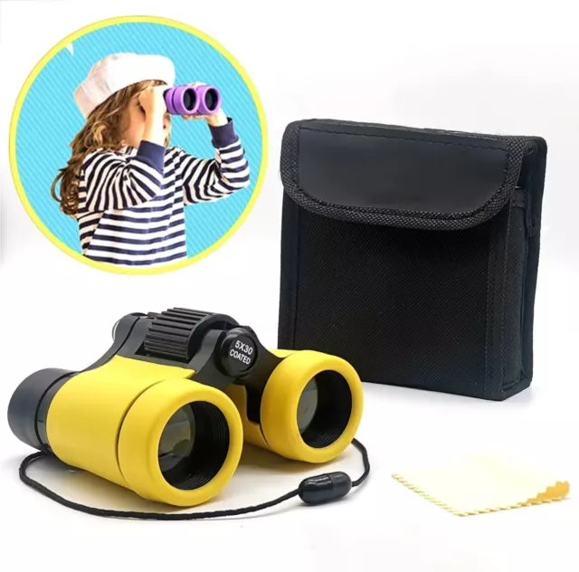 Kid Binoculars Best Gifts for 3-12 Years Boys Girls High-Resolution (Yellow)