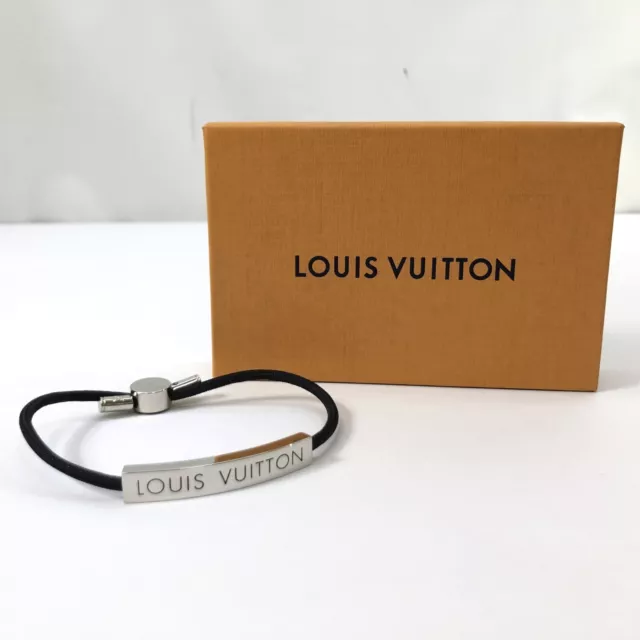 Auth LOUIS VUITTON LV SPACE Bracelet Code Adjustable Black Free Size M67417