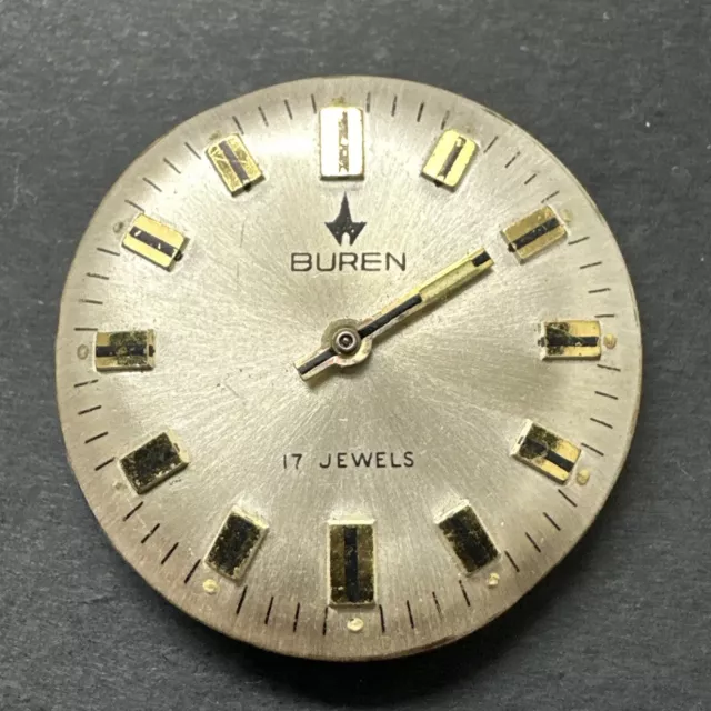 Vintage Buren Swiss manual Winding 17 Jewel Men's Wristwatch Movement 4 Parts