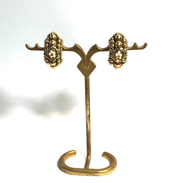 Boucles D'oreilles Vintage Rossi Paris - Doré - Modèle à Clips - Occasion